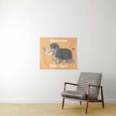 Cute wooly mammoth cartoon-illustratie wandkleed (In Situ (horizontaal))