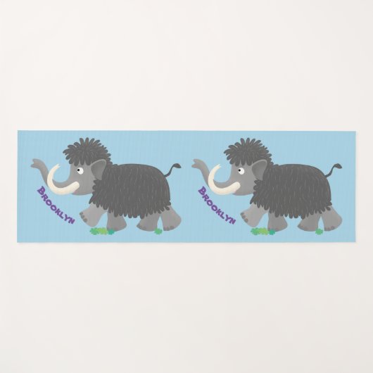 Cute wooly mammoth cartoon-illustratie yogamat (Voorkant (horizontaal))