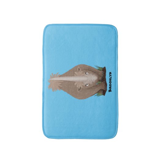 Cute wooly rhino elasmotherium cartoon badmat (Voorkant Verticaal)