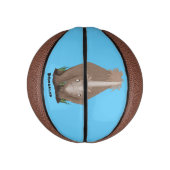 Cute wooly rhino elasmotherium cartoon basketbal (Verticaal)