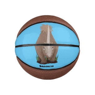Cute wooly rhino elasmotherium cartoon basketbal