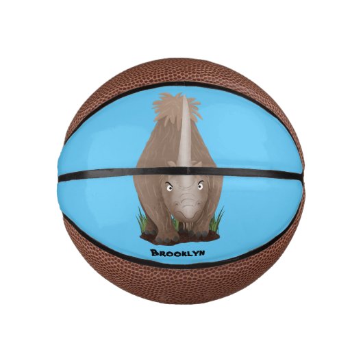 Cute wooly rhino elasmotherium cartoon basketbal (Voorkant)