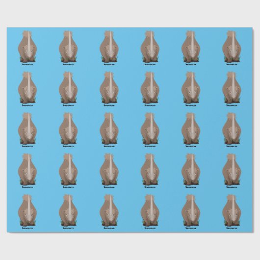 Cute wooly rhino elasmotherium cartoon cadeaupapier (Vlak)