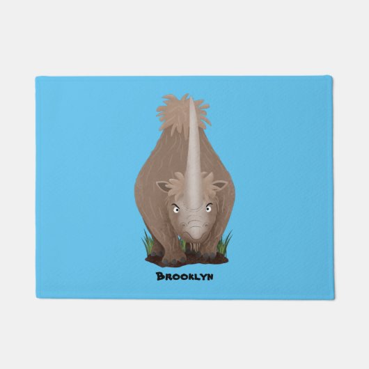 Cute wooly rhino elasmotherium cartoon deurmat (Voorkant)