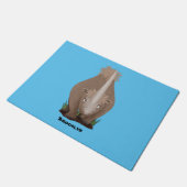 Cute wooly rhino elasmotherium cartoon deurmat (Schuin)