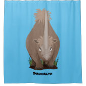 Cute wooly rhino elasmotherium cartoon douchegordijn (Voorkant)