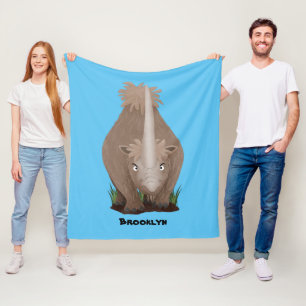 Cute wooly rhino elasmotherium cartoon fleece deken