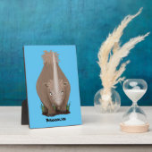 Cute wooly rhino elasmotherium cartoon fotoplaat (Zijkant)