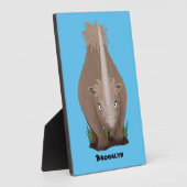 Cute wooly rhino elasmotherium cartoon fotoplaat (Zijkant)