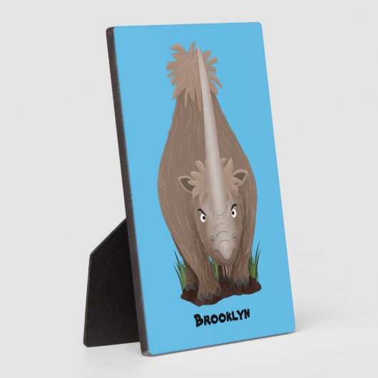 Cute wooly rhino elasmotherium cartoon fotoplaat (Zijkant)