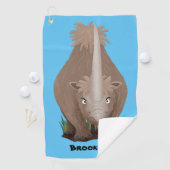 Cute wooly rhino elasmotherium cartoon golfhanddoek (Insitu)