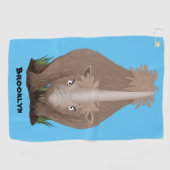 Cute wooly rhino elasmotherium cartoon golfhanddoek (Horizontaal)