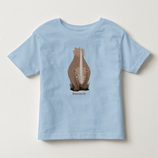 Cute wooly rhino elasmotherium cartoon kinder shirts (Voorkant)