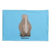 Cute wooly rhino elasmotherium cartoon kussensloop (Achterkant)
