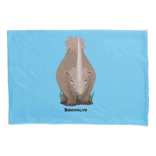 Cute wooly rhino elasmotherium cartoon kussensloop (Voorkant)