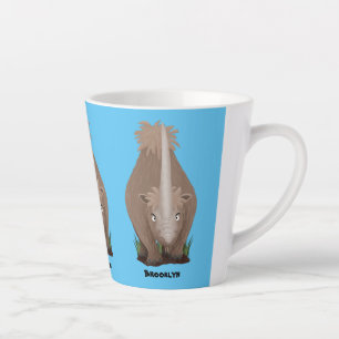 Cute wooly rhino elasmotherium cartoon latte mok