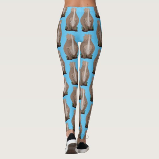 Cute wooly rhino elasmotherium cartoon leggings (Achterkant)