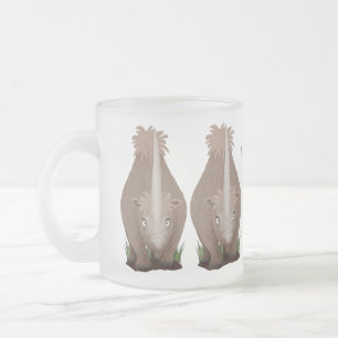 Cute wooly rhino elasmotherium cartoon matglas koffiemok