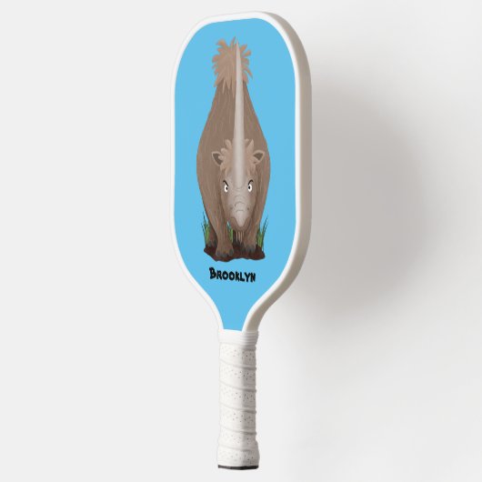 Cute wooly rhino elasmotherium cartoon pickleball paddle (Links)