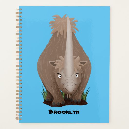 Cute wooly rhino elasmotherium cartoon planner (Voorkant)