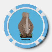 Cute wooly rhino elasmotherium cartoon poker chips (Achterkant)