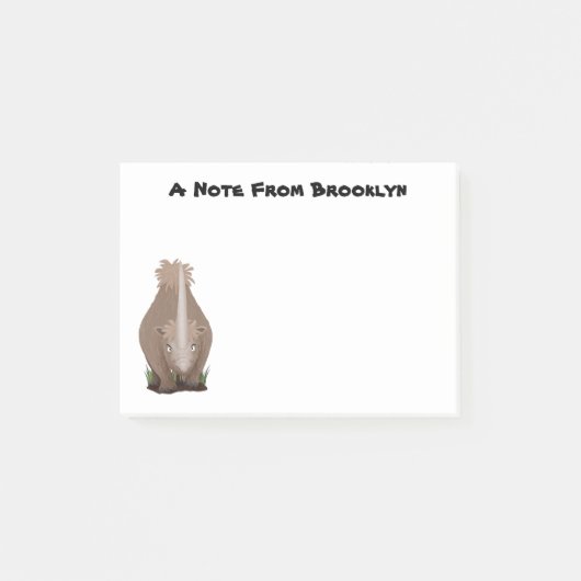 Cute wooly rhino elasmotherium cartoon post-it® notes (Voorkant)