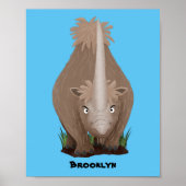 Cute wooly rhino elasmotherium cartoon poster (Voorkant)