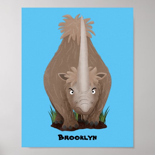 Cute wooly rhino elasmotherium cartoon poster (Voorkant)