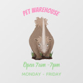 Cute wooly rhino elasmotherium cartoon raamsticker (Vel)