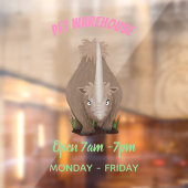 Cute wooly rhino elasmotherium cartoon raamsticker (Vel 2)