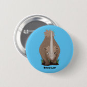 Cute wooly rhino elasmotherium cartoon ronde button 5,7 cm (Voorkant /achterkant)