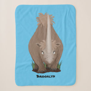 Cute wooly rhino elasmotherium cartoon sherpa deken