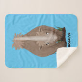 Cute wooly rhino elasmotherium cartoon sherpa deken (Voorkant (horizontaal))