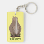 Cute wooly rhino elasmotherium cartoon sleutelhanger (achterkant)
