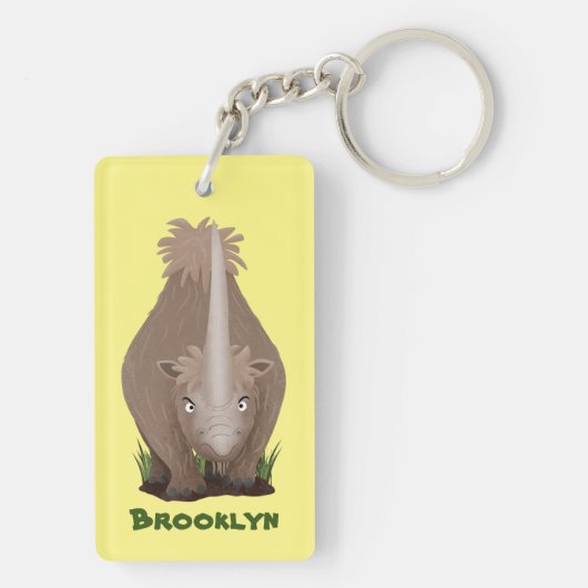 Cute wooly rhino elasmotherium cartoon sleutelhanger (achterkant)