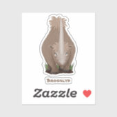 Cute wooly rhino elasmotherium cartoon sticker (Vel)