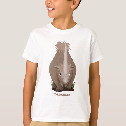 Cute wooly rhino elasmotherium cartoon t-shirt (Voorkant)