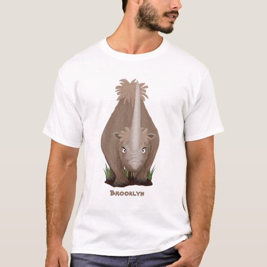 Cute wooly rhino elasmotherium cartoon t-shirt (Voorkant)