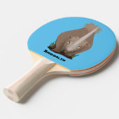 Cute wooly rhino elasmotherium cartoon tafeltennisbatje (Voorkant Gekanteld)