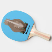 Cute wooly rhino elasmotherium cartoon tafeltennisbatje (Zijkant)