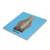 Cute wooly rhino elasmotherium cartoon tegeltje (Zijkant)