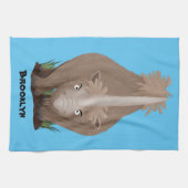 Cute wooly rhino elasmotherium cartoon theedoek (Horizontaal)