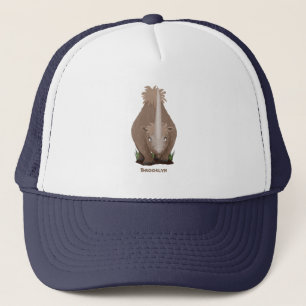 Cute wooly rhino elasmotherium cartoon trucker pet