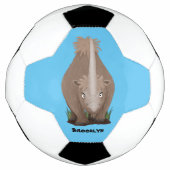 Cute wooly rhino elasmotherium cartoon voetbal (Voorkant)