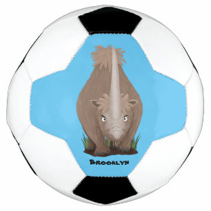 Cute wooly rhino elasmotherium cartoon voetbal