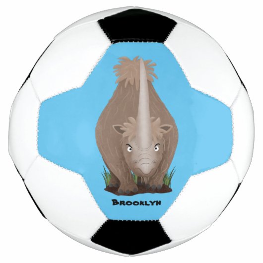 Cute wooly rhino elasmotherium cartoon voetbal (Voorkant)