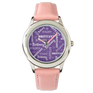 Cute Word Art en Hearts Persoonlijke naammeisjes Horloge