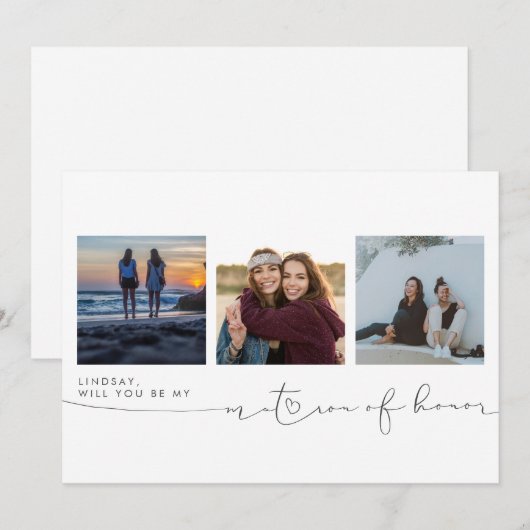 Cute word jij mijn matron van drie foto's. (Voorkant / Achterkant)