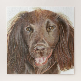 Cute working Cocker Spaniel Hand Painted Square Legpuzzel