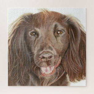 Cute working Cocker Spaniel Hand Painted Square Legpuzzel